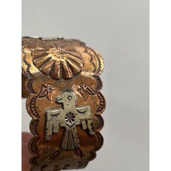Vintage Native American Navajo Copper Thunderbird eagle Cuff Bracelet Sz 6.5” - Picture 3 of 16